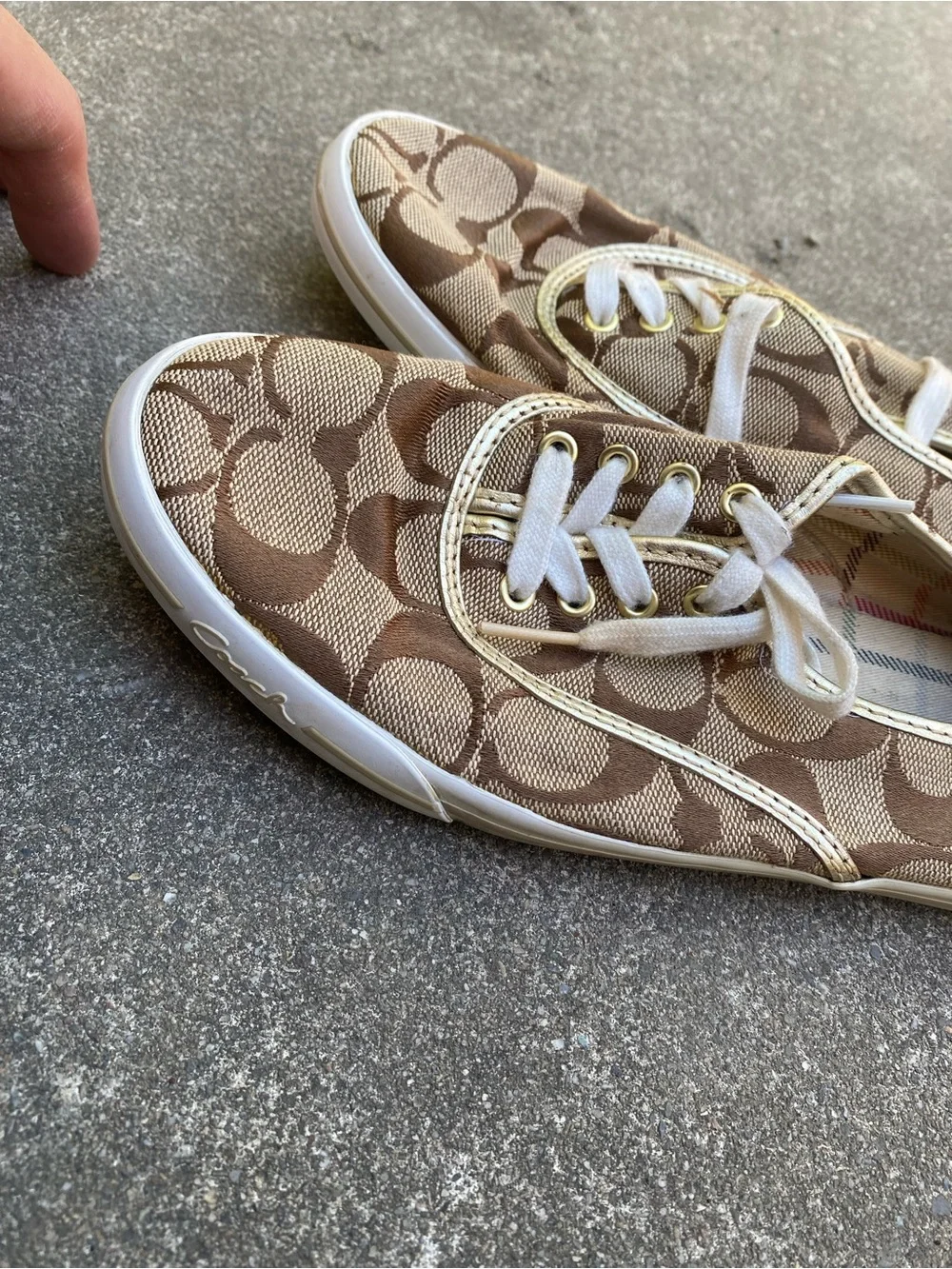 Coach Signature Audrina Canvas Logo Beige Brown Women's flats soze 5 1/2 B